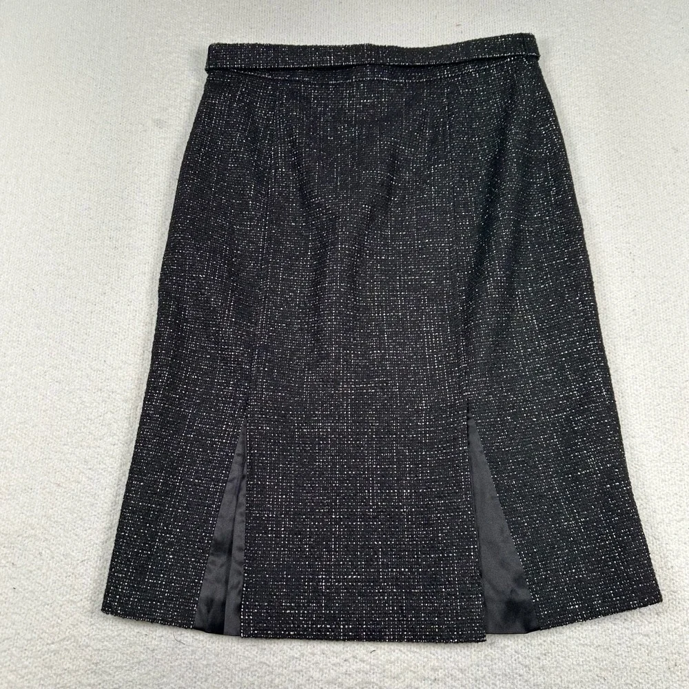Max Mara Wool Blend Pencil Skirt Womens‎ 12 Tweed Black Dark Academia
